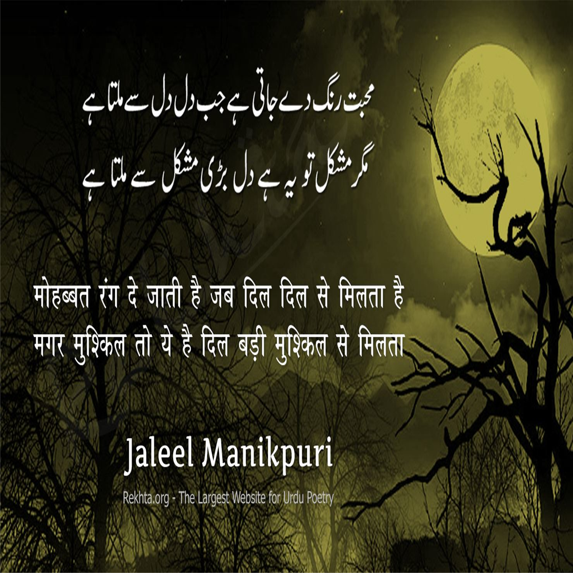 mohabbat ra.ng de jaatii hai jab dil dil se miltaa hai-Jaleel Manikpuri