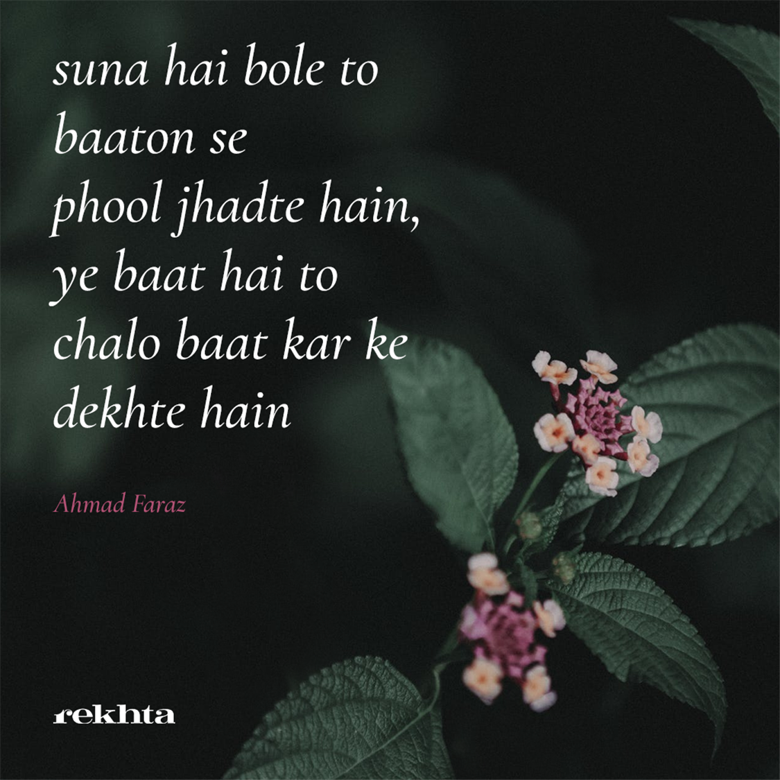 sunaa hai bole to baato.n se phuul jha.Dte hai.n-Ahmad Faraz